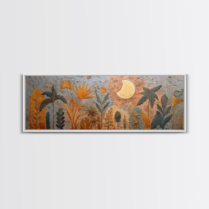 Camel Silhouette Beneath Crescent Moon Canvas Print, Moroccan Art, Luxury Decor, Living Room Decor, Fine Art, Marrakesh, MOR-3x1-3