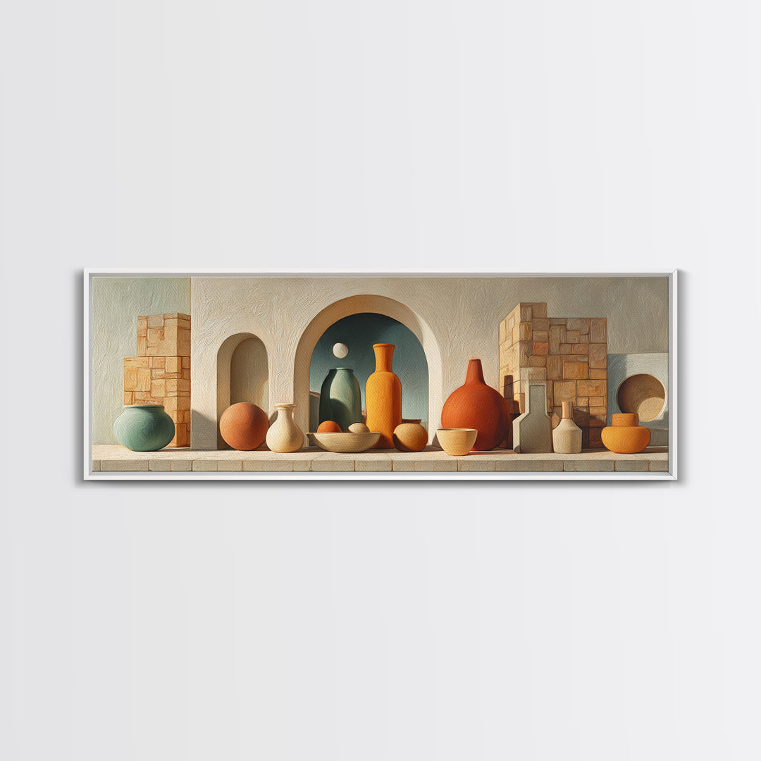 Moroccan Arch Framing a Moonlit Sky Framed Canvas Print, Moroccan Art, Wall Art, Living Room Decor, Fine Art, Marrakesh, MOR-3x1-56