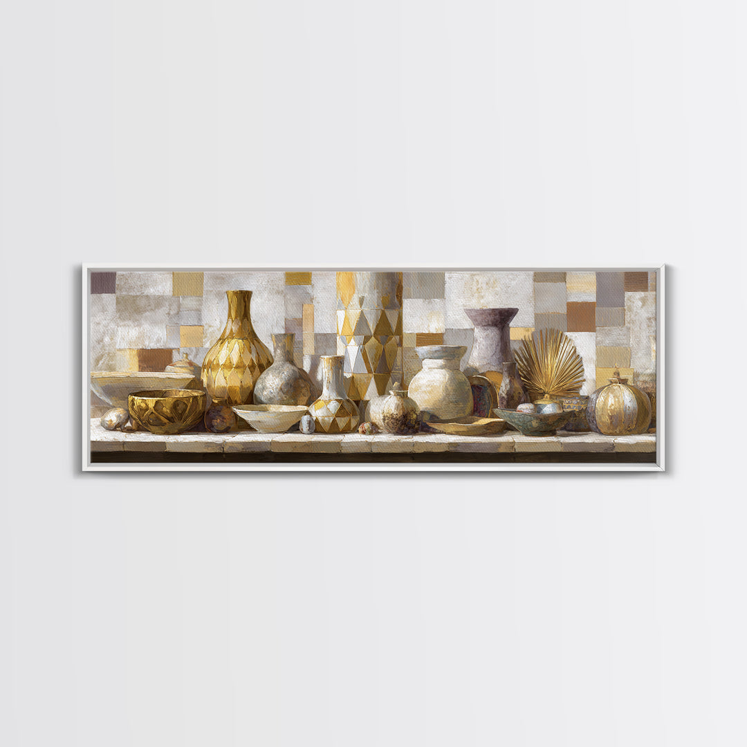 Gold Geometric Sunburst Framed Canvas Print, Moroccan Art, Textured Painting, Living Room Decor, Fine Art, Marrakesh, MOR-3x1-64