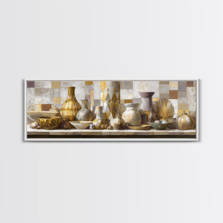 Gold Geometric Sunburst Framed Canvas Print, Moroccan Art, Textured Painting, Living Room Decor, Fine Art, Marrakesh, MOR-3x1-64
