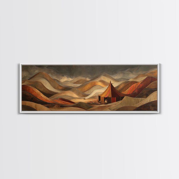 Sahara Dune Waves Framed Canvas Print, Moroccan Art, Printable, Living Room Decor, Oil Painting, Marrakesh, African Art, MOR-3x1-84