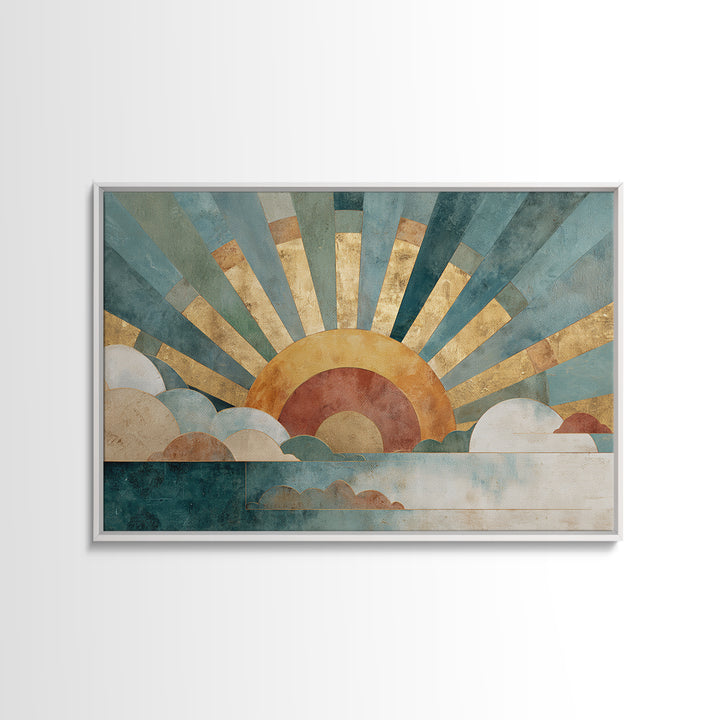 Gold Geometric Sunburst Canvas Print, Moroccan Art, Art Print, Living Room Decor, Fine Art, Marrakesh 576, Set of Prints, MOR-3x2-76