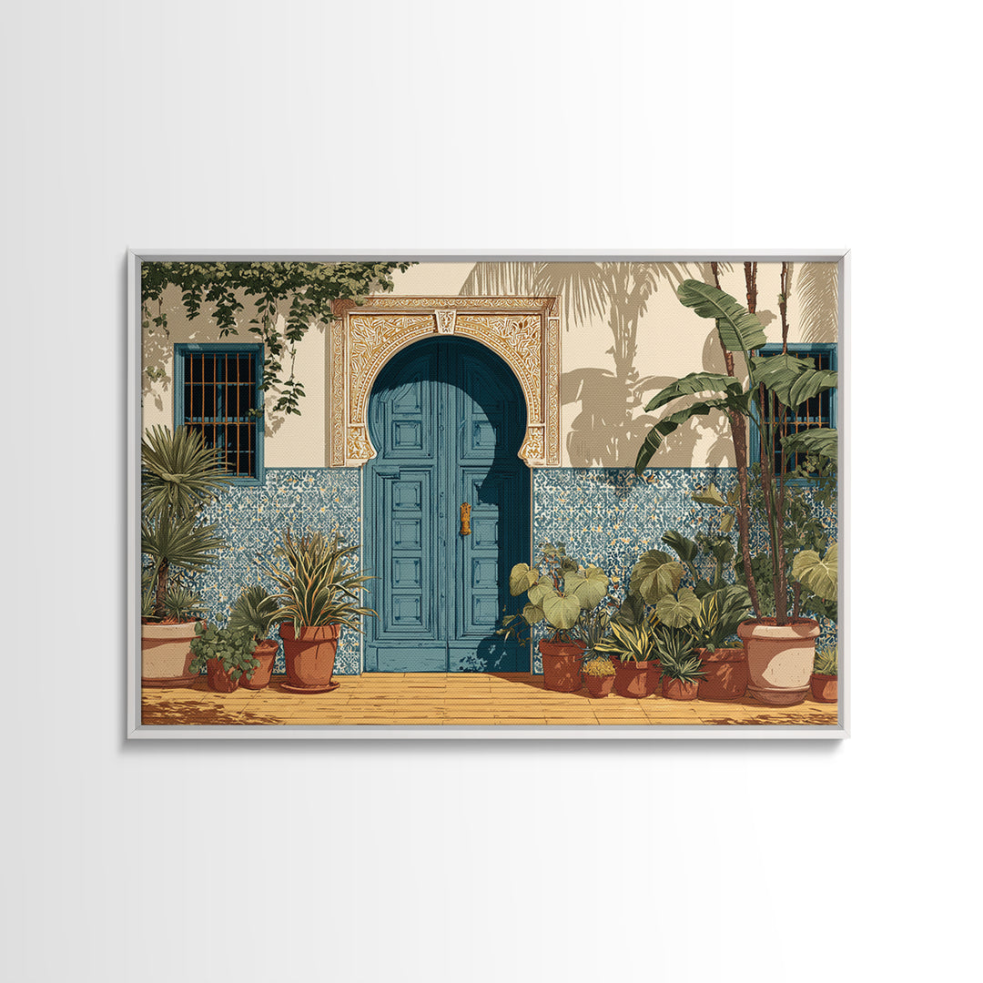 Patterned Door Hardware and Carved Wood Detail Canvas Print, Moroccan Art, Gallery Wall Set, Living Room Decor, Marrakesh, MOR-3x2-95