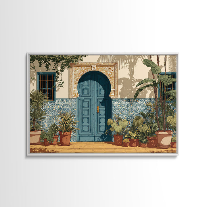 Patterned Door Hardware and Carved Wood Detail Canvas Print, Moroccan Art, Gallery Wall Set, Living Room Decor, Marrakesh, MOR-3x2-95