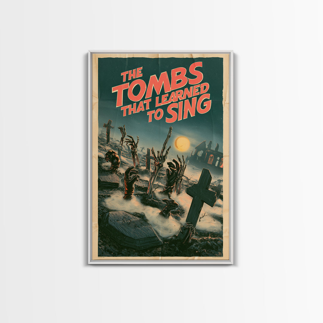 The Tombs That Learned To Sing, English Language Horror Movie Poster, Giallo Horror Art, Gothic Cinema Wall Art, Canvas Print