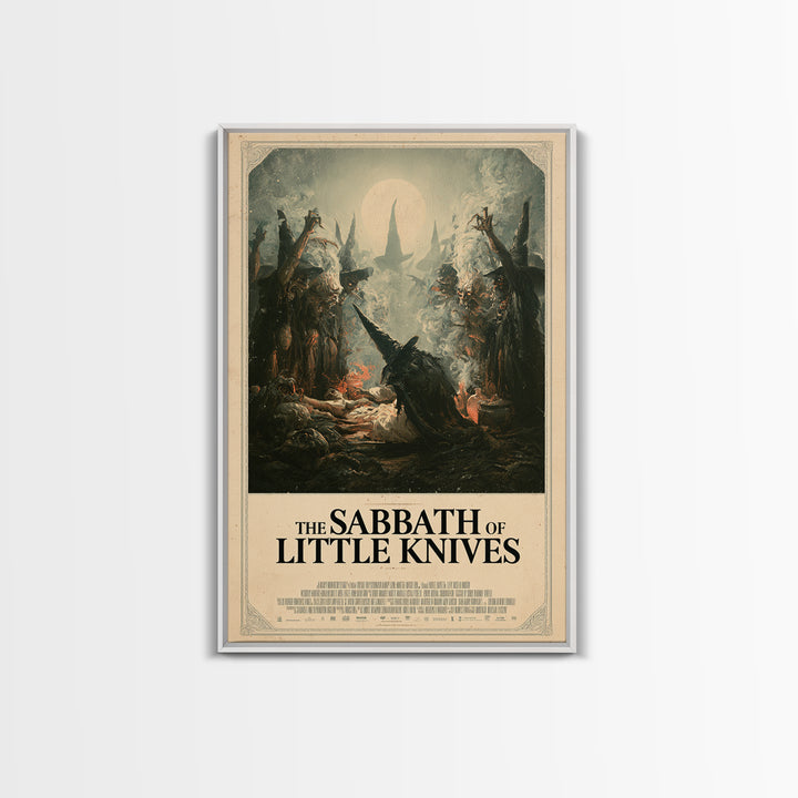 The Sabbath Of Little Knives, English Language Horror Movie Poster, Gothic Nightmare Art, Gothic Cinema Wall Art, Framed Canvas Print