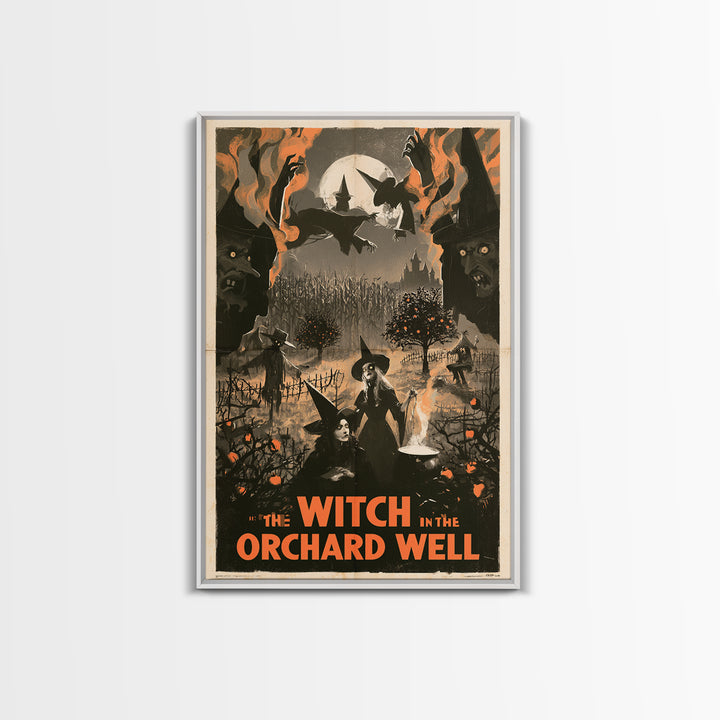 The Witch In The Orchard Well, English Language Horror Movie Poster, 1930s Horror Art, Gothic Cinema Wall Art, Canvas Print