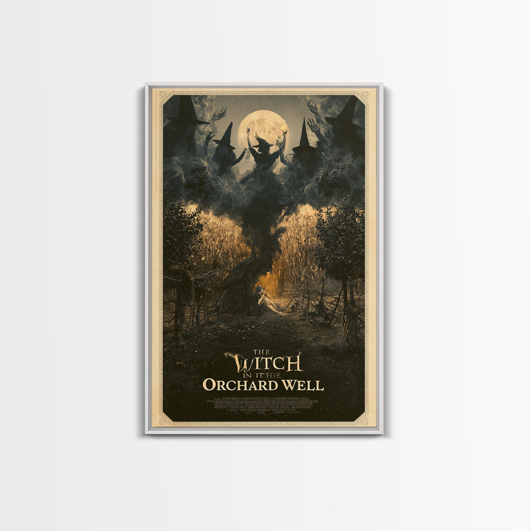 The Witch In The Orchard Well, English Language Horror Movie Poster, Gothic Nightmare Art, Retro Horror Movie Art, Canvas Print