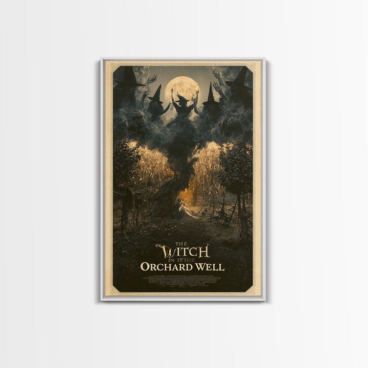 The Witch In The Orchard Well, English Language Horror Movie Poster, Gothic Nightmare Art, Retro Horror Movie Art, Canvas Print
