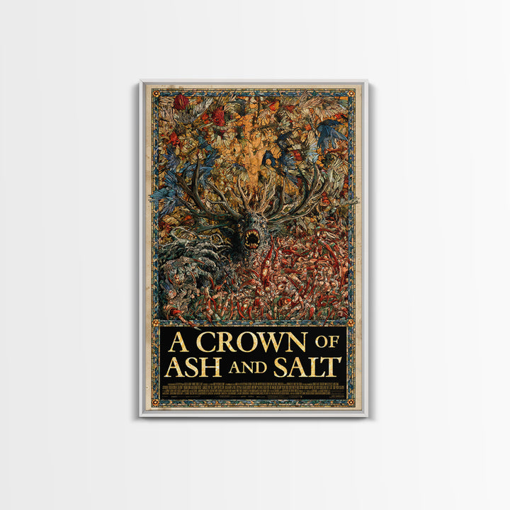 A Crown Of Ash And Salt, English Language Horror Movie Poster, Stained Glass Gothic Art, Retro Horror Movie Art, Canvas Print
