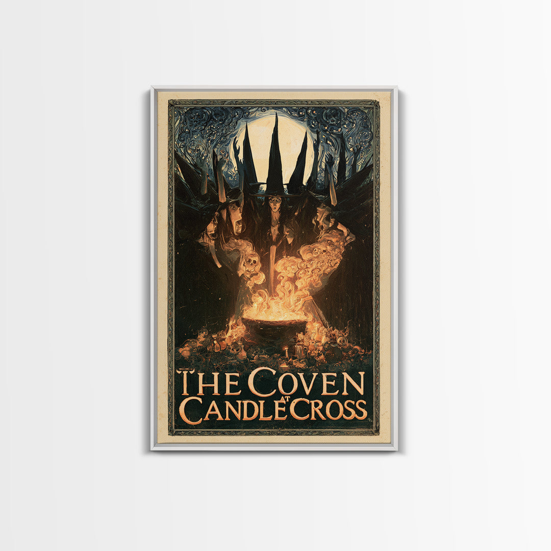 The Coven At Candlecross, English Language Horror Movie Poster, Stained Glass Gothic Art, Cult Horror Poster, Canvas Print