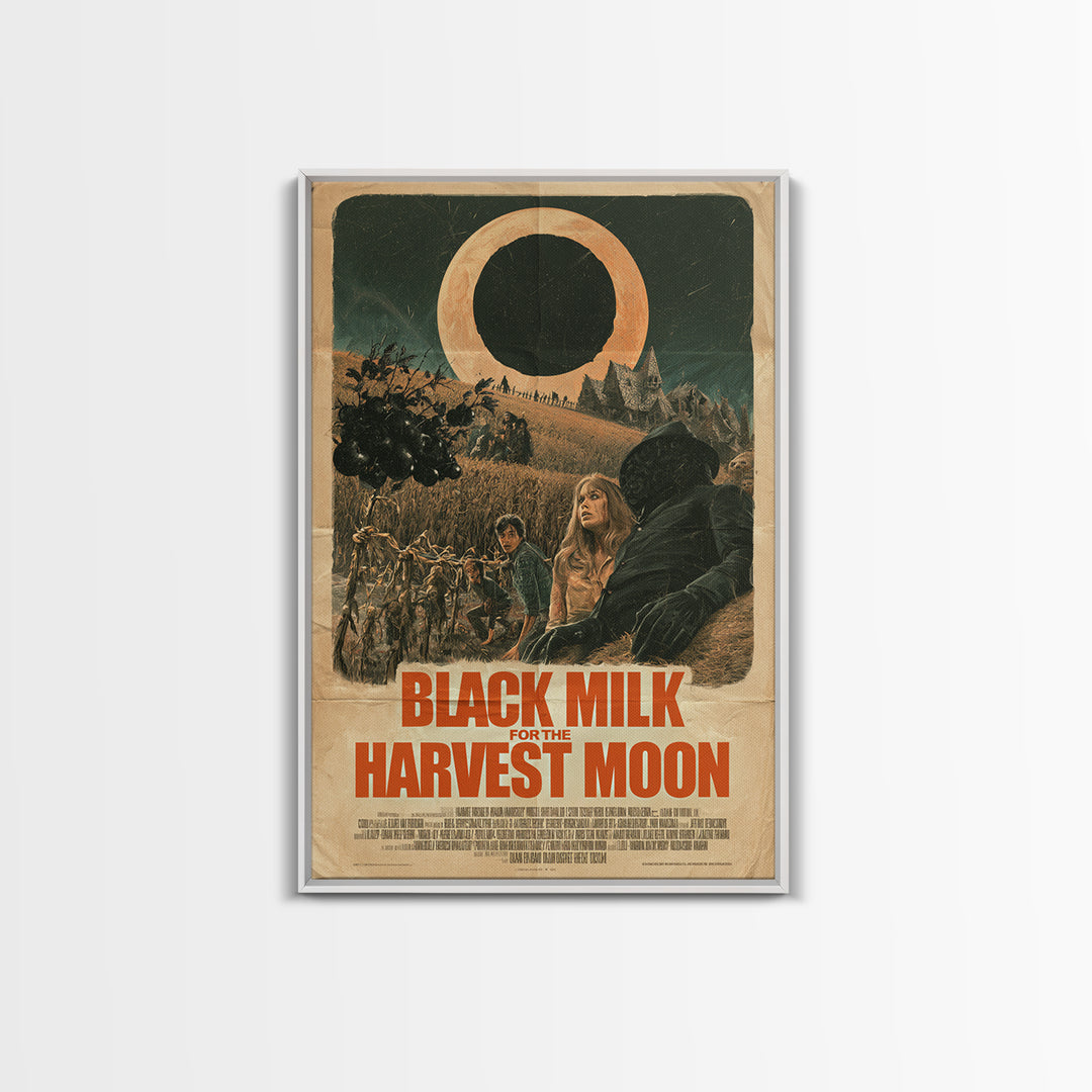 Black Milk For The Harvest Moon, English Language Horror Movie Poster, Giallo Horror Art, Gothic Cinema Wall Art, Canvas Print