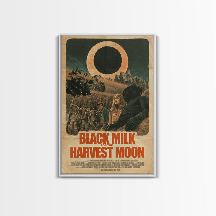 Black Milk For The Harvest Moon, English Language Horror Movie Poster, Giallo Horror Art, Gothic Cinema Wall Art, Canvas Print