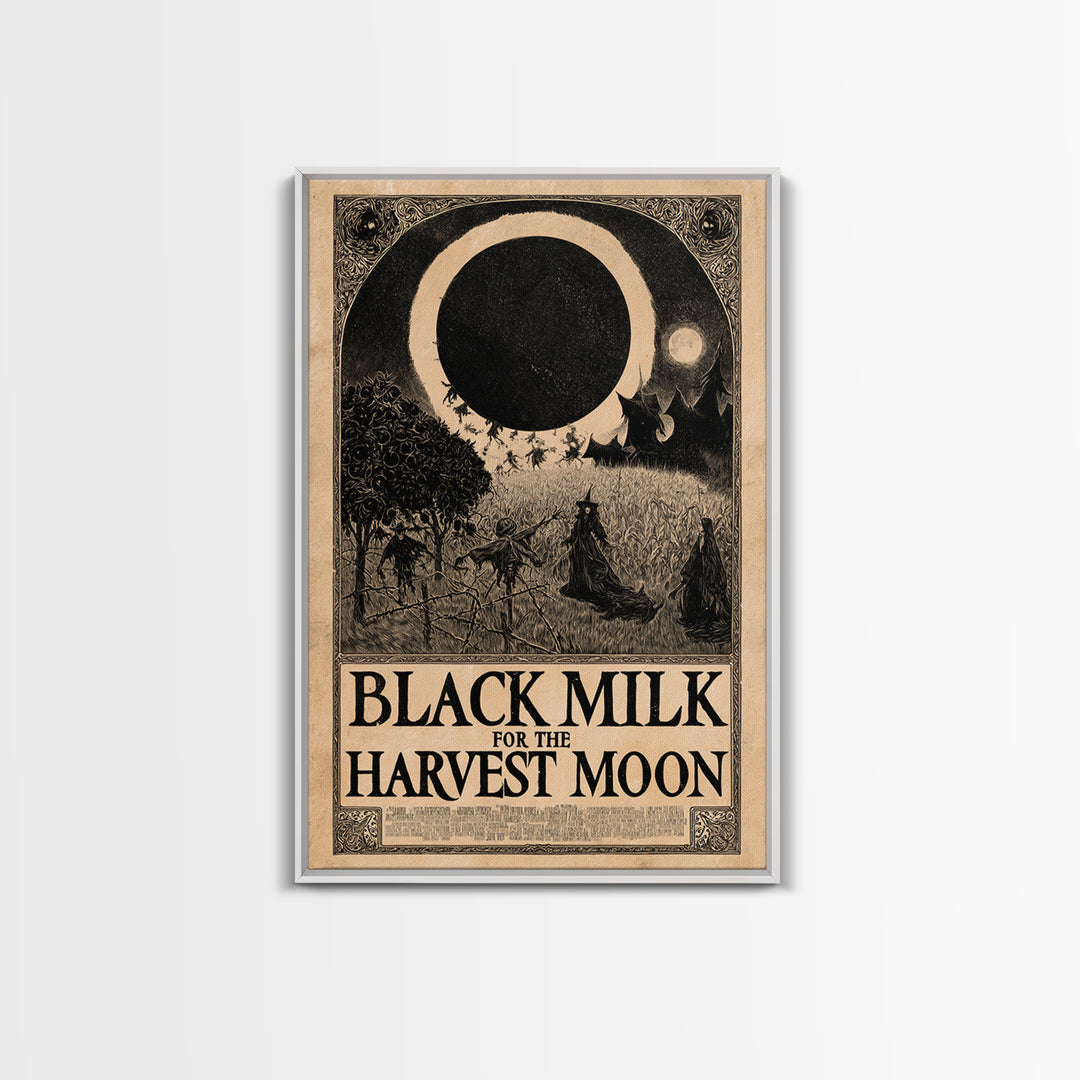 Black Milk For The Harvest Moon, English Language Horror Movie Poster, Decadent Line Art, Classic Monster Poster, Canvas Print