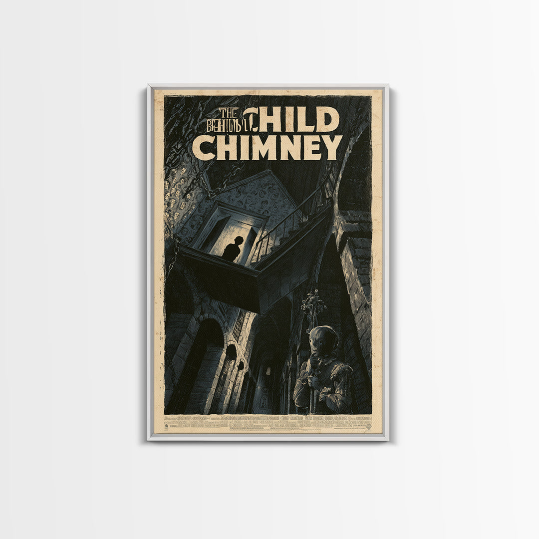 The Child Behind The Chimney, English Language Horror Movie Poster, Architectural Etching Art, Classic Monster Poster
