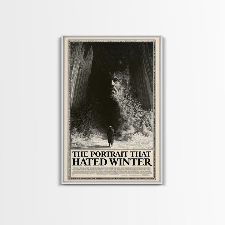 The Portrait That Hated Winter, English Language Horror Movie Poster, Gothic Engraving Art, Retro Horror Movie Art, Framed Canvas Print