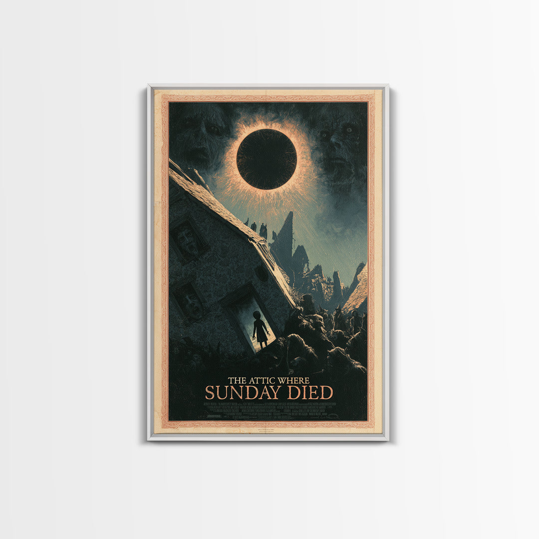 The Attic Where Sunday Died, English Language Horror Movie Poster, Dark Romantic Horror Art, Cult Horror Poster, Canvas Print