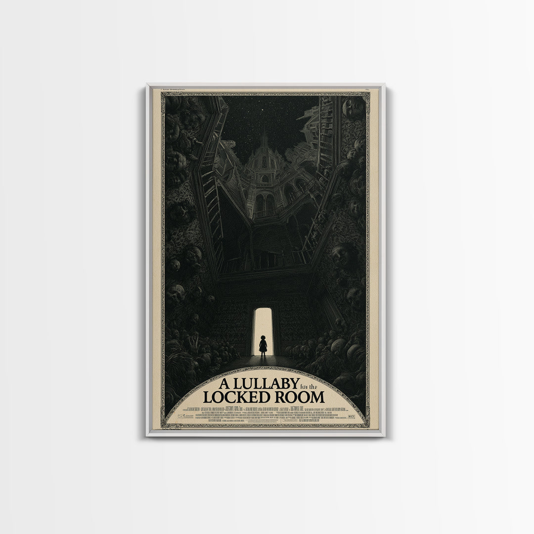 A Lullaby For The Locked Room, English Language Horror Movie Poster, Gothic Engraving Art, Retro Horror Movie Art, Canvas Print