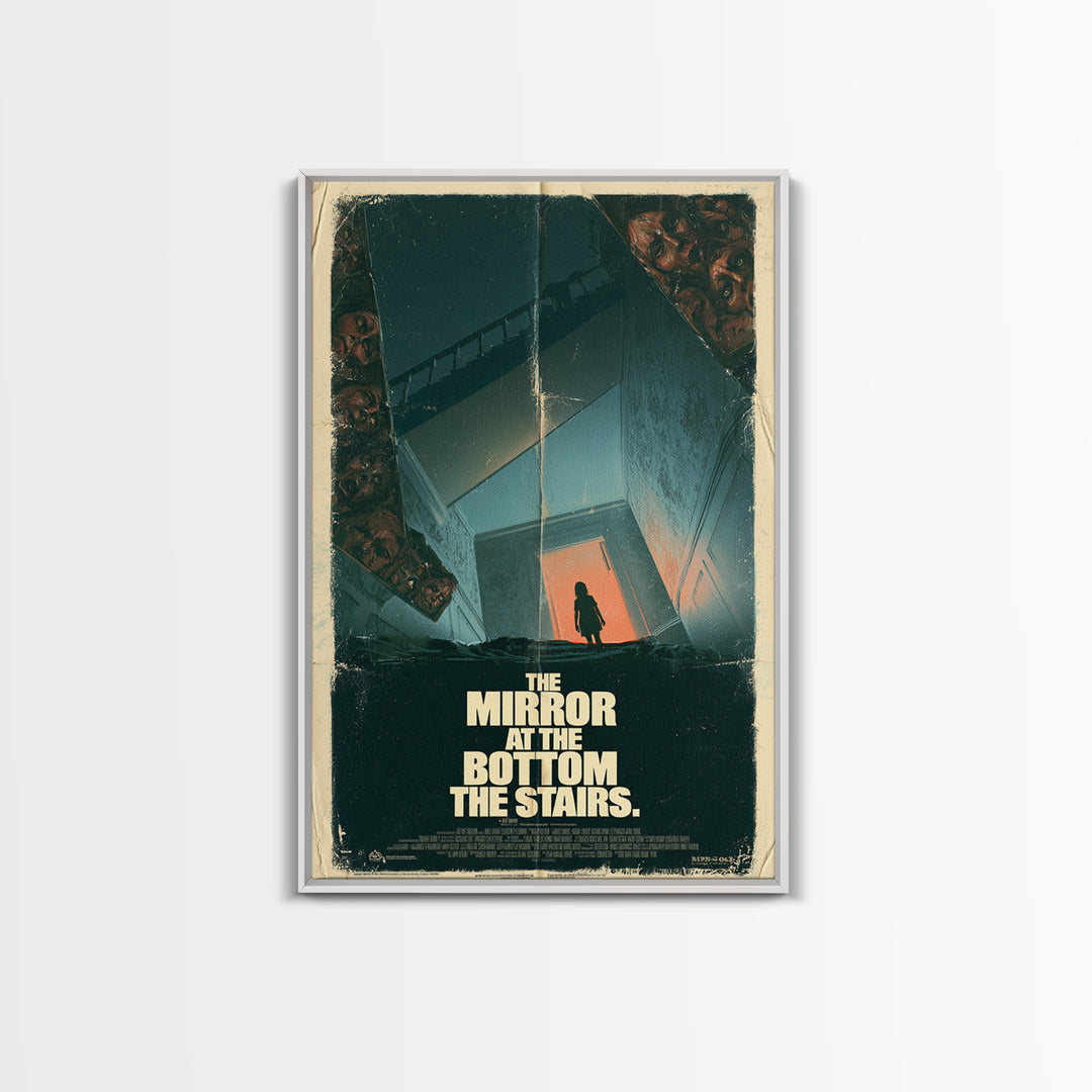 The Mirror At The Bottom Of The Stairs, English Language Horror Movie Poster, 1970s Horror Art, Cult Horror Poster, Framed Canvas Print