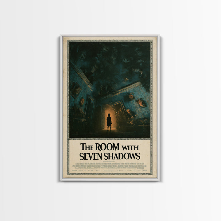 The Room With Seven Shadows, English Language Horror Movie Poster, Dark Romantic Horror Art, Gothic Cinema Wall Art, Framed Canvas Print