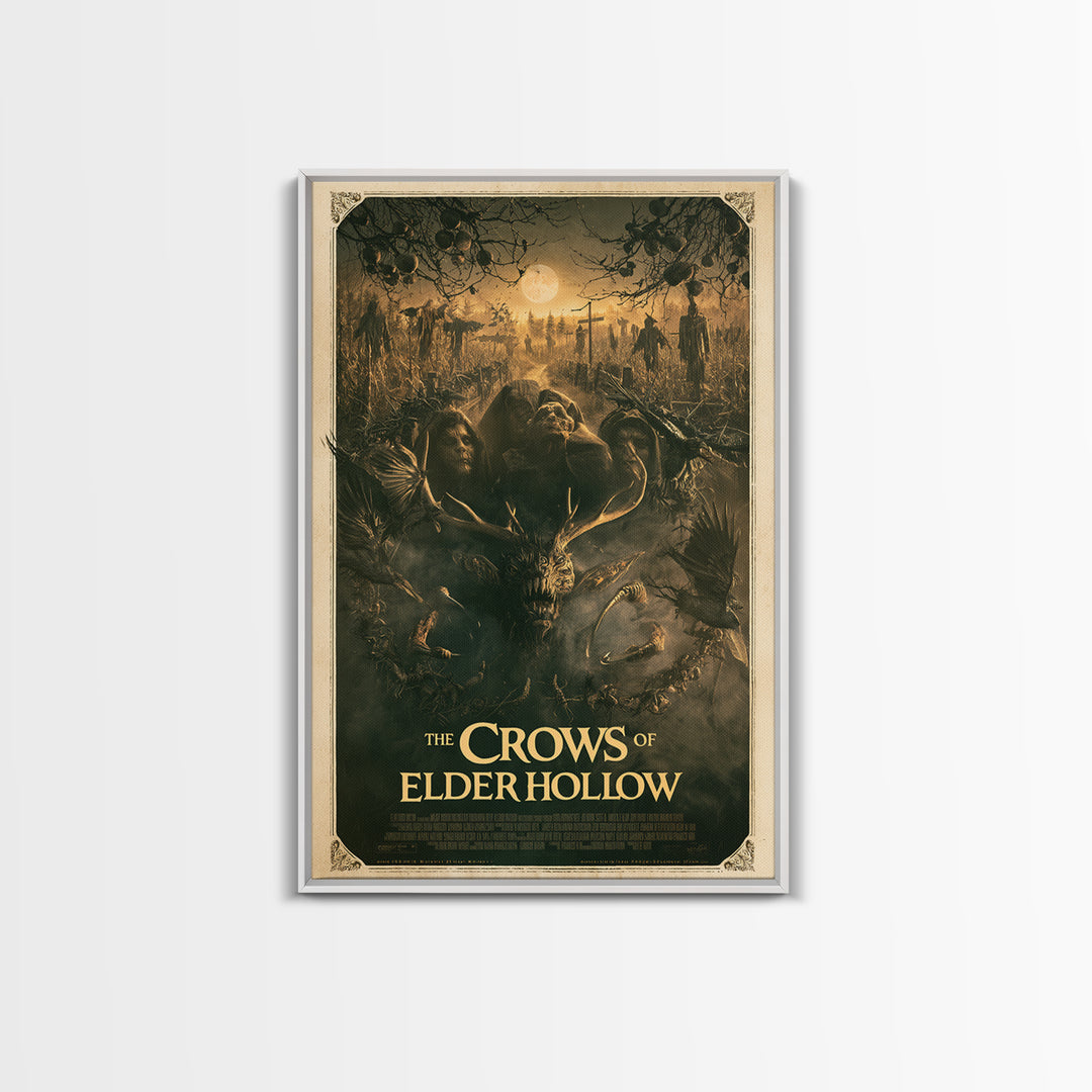 The Crows Of Elder Hollow, English Language Horror Movie Poster, Dark Romantic Horror Art, Retro Horror Movie Art, Canvas Print