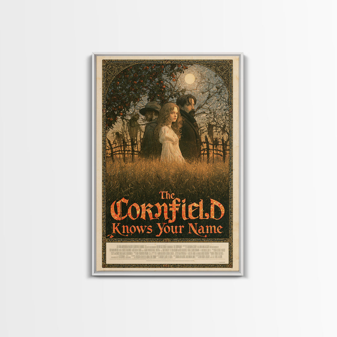 The Cornfield Knows Your Name, English Language Horror Movie Poster, Stained Glass Gothic Art, Classic Monster Poster, Canvas Print