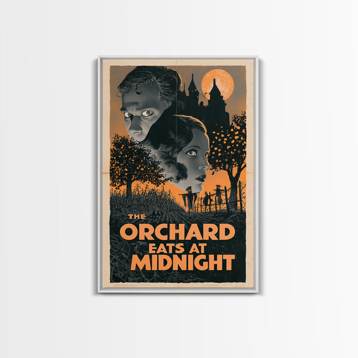 The Orchard Eats At Midnight, English Language Horror Movie Poster, 1930s Horror Art, Retro Horror Movie Art, Framed Canvas Print