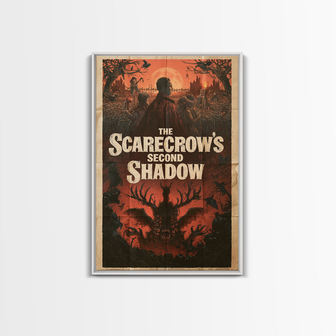 The Scarecrow'S Second Shadow, English Language Horror Movie Poster, 1960s Horror Art, Classic Monster Poster, Framed Canvas Print