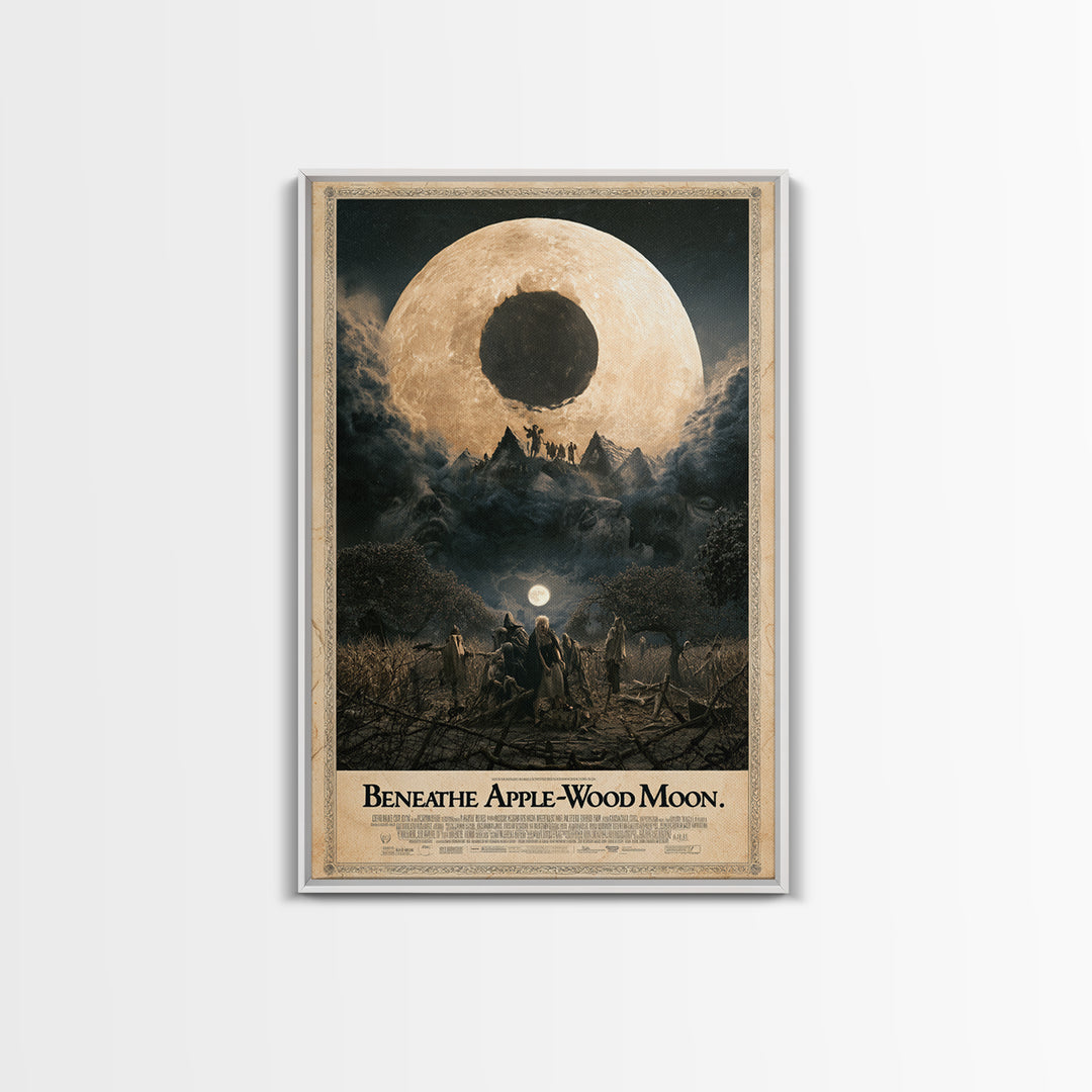 Beneath The Apple-Wood Moon, English Language Horror Movie Poster, Dark Romantic Horror Art, Retro Horror Movie Art, Canvas Print
