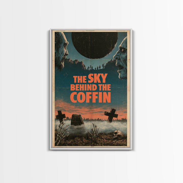 The Sky Behind The Coffin, English Language Horror Movie Poster, 1970s Horror Art, Cult Horror Poster, Framed Canvas Print