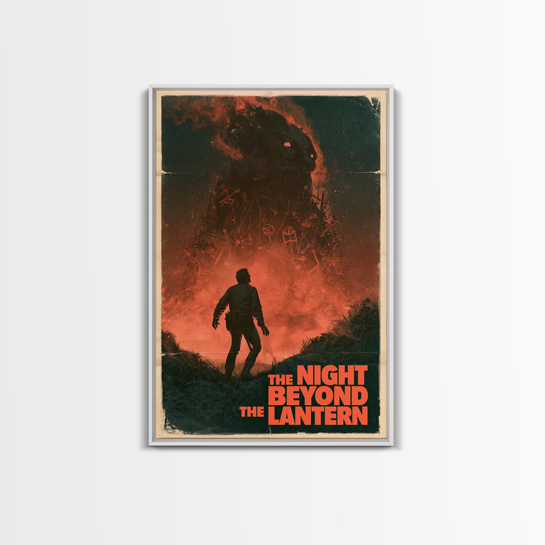 The Night Beyond The Lantern, English Language Horror Movie Poster, 1970s Horror Art, Gothic Cinema Wall Art, Framed Canvas Print