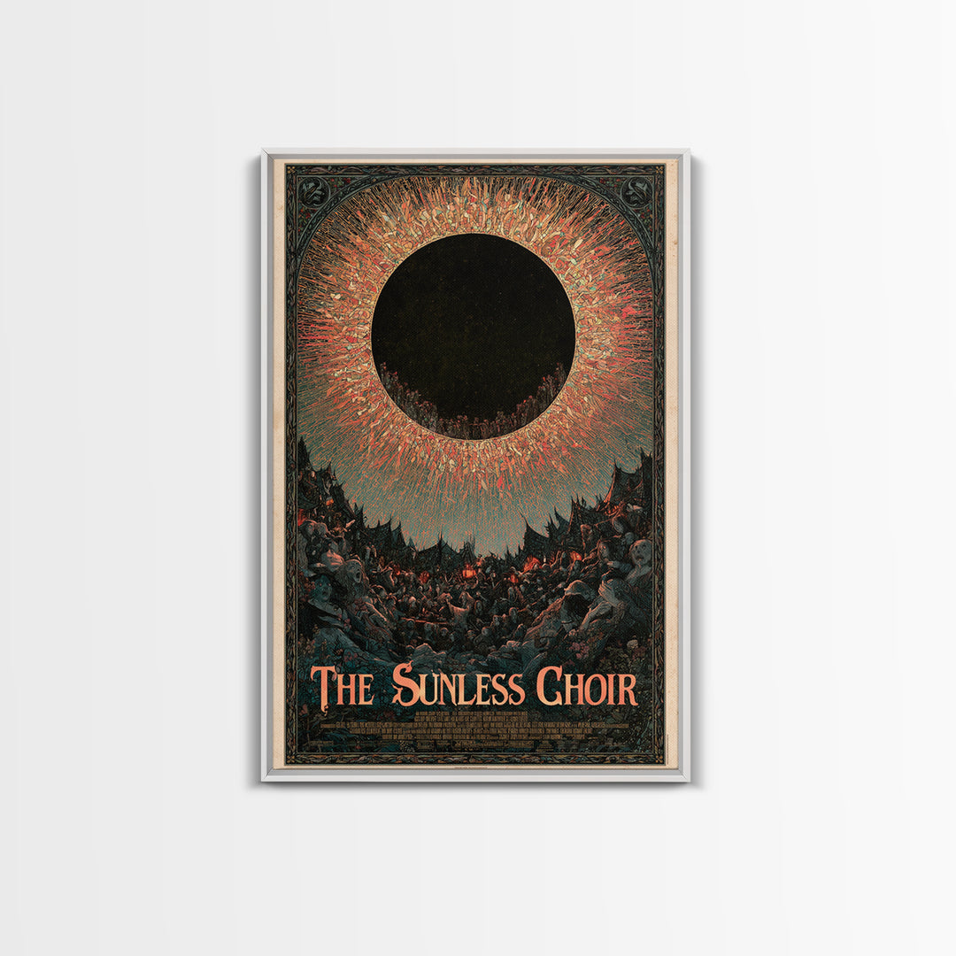 The Sunless Choir, English Language Horror Movie Poster, Stained Glass Gothic Art, Classic Monster Poster, Canvas Print, Horror Wall Decor