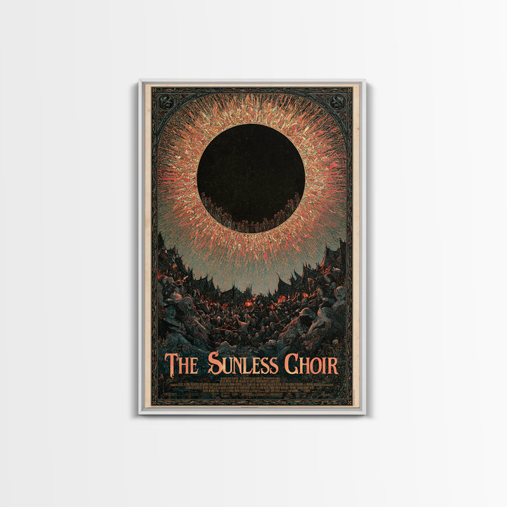 The Sunless Choir, English Language Horror Movie Poster, Stained Glass Gothic Art, Classic Monster Poster, Canvas Print, Horror Wall Decor