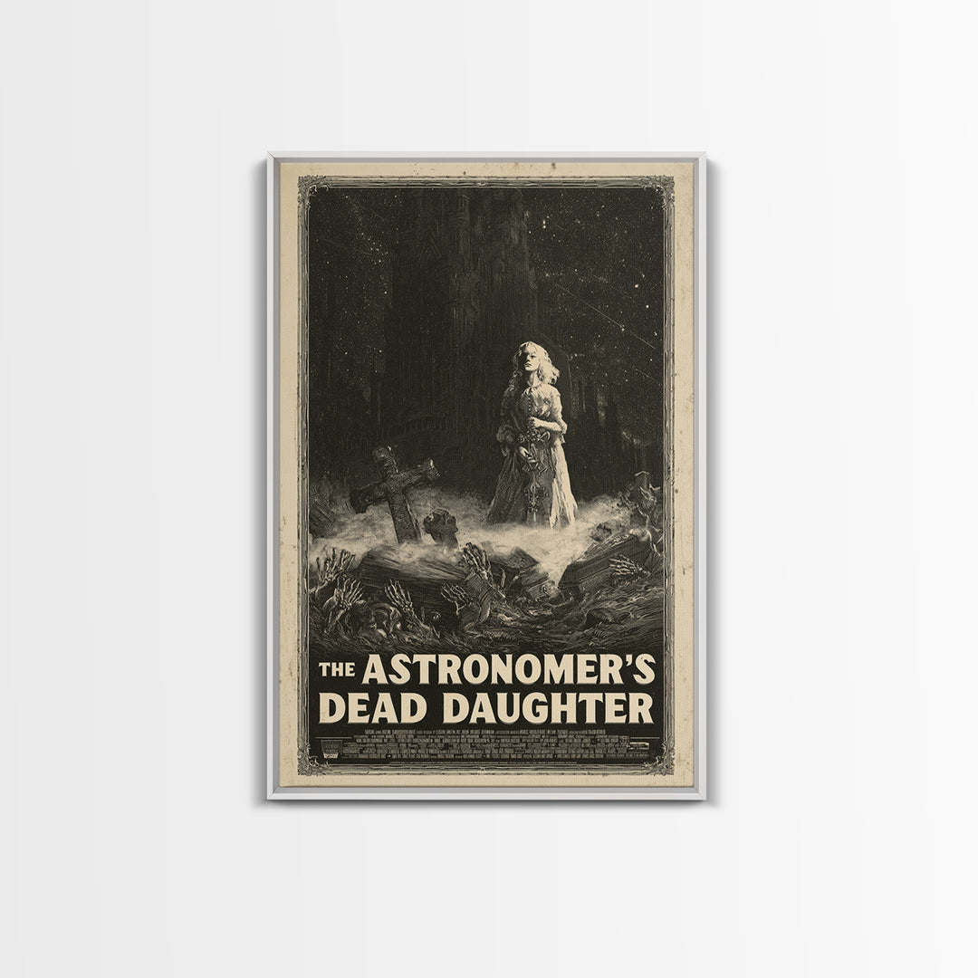 The Astronomer'S Dead Daughter, English Language Horror Movie Poster, Gothic Engraving Art, Retro Horror Movie Art, Canvas Print