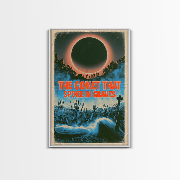 The Comet That Spoke In Graves, English Language Horror Movie Poster, 1980s Vhs Nightmare Cover Inspired Art, Cult Horror Poster