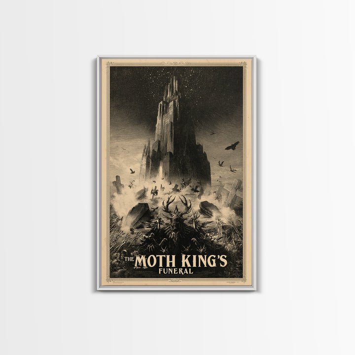 The Moth King'S Funeral, English Language Horror Movie Poster, Gothic Engraving Art, Retro Horror Movie Art, Canvas Print