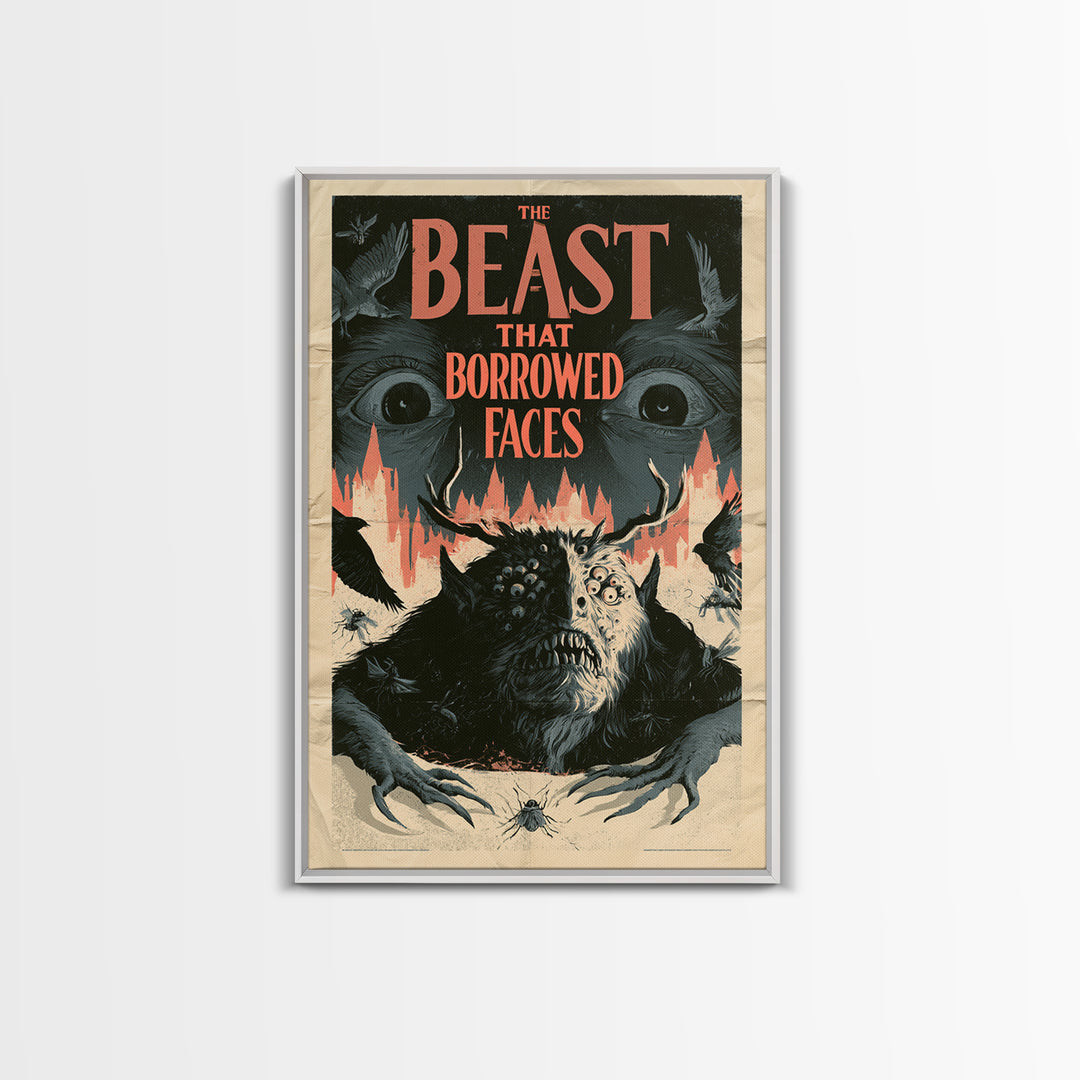 The Beast That Borrowed Faces, English Language Horror Movie Poster, 1930s Horror Art, Cult Horror Poster, Framed Canvas Print