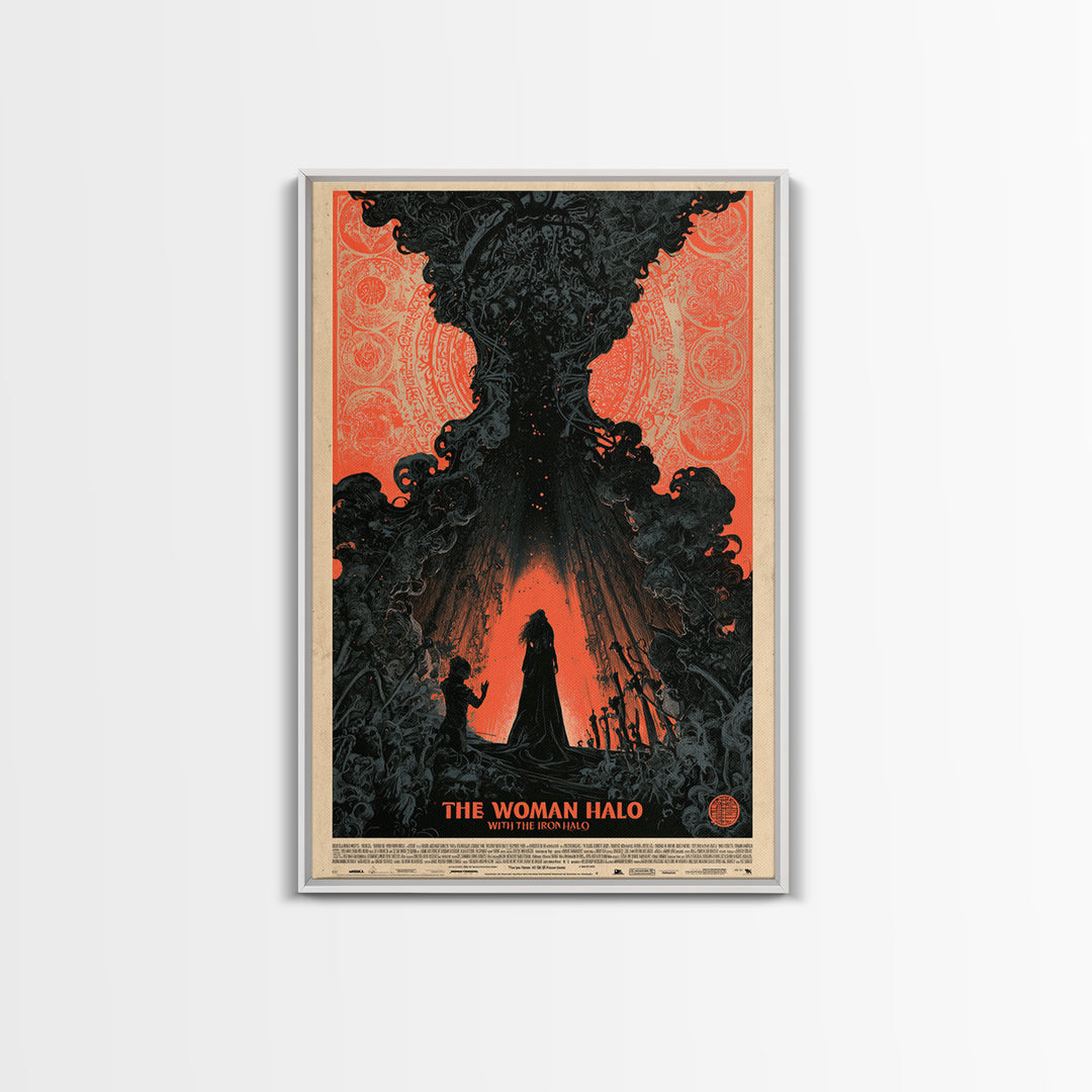 The Woman With The Iron Halo, English Language Horror Movie Poster, Decadent Line Art, Gothic Cinema Wall Art, Canvas Print