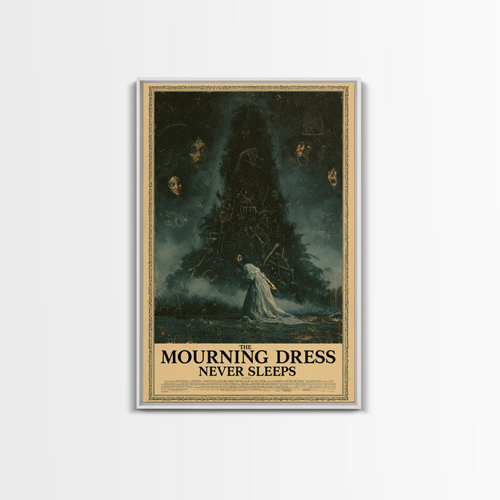 The Mourning Dress Never Sleeps, English Language Horror Movie Poster, Dark Romantic Horror Art, Cult Horror Poster, Canvas Print
