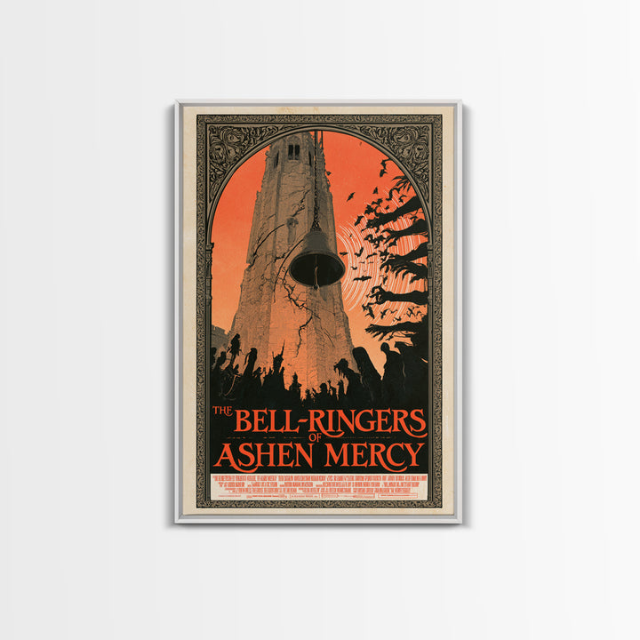 The Bell-Ringers Of Ashen Mercy, English Language Horror Movie Poster, Decadent Line Art, Cult Horror Poster, Canvas Print