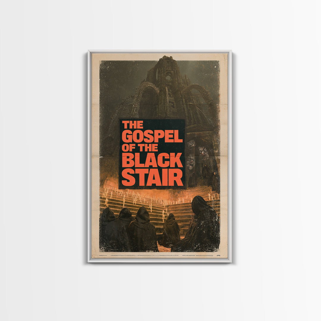 The Gospel Of The Black Stair, English Language Horror Movie Poster, 1970s Horror Art, Retro Horror Movie Art, Canvas Print