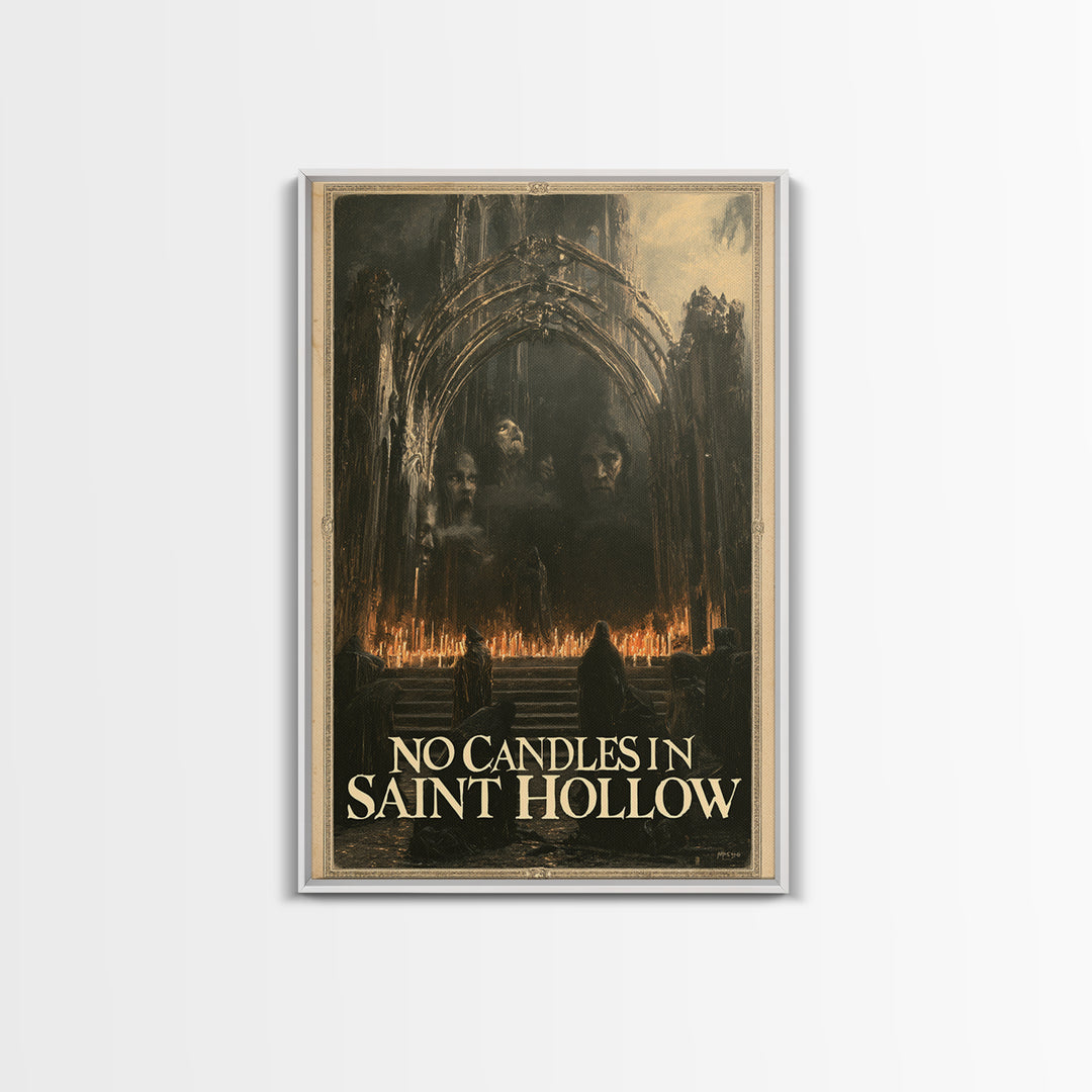 No Candles In Saint Hollow, English Language Horror Movie Poster, Dark Romantic Horror Art, Classic Monster Poster, Canvas Print
