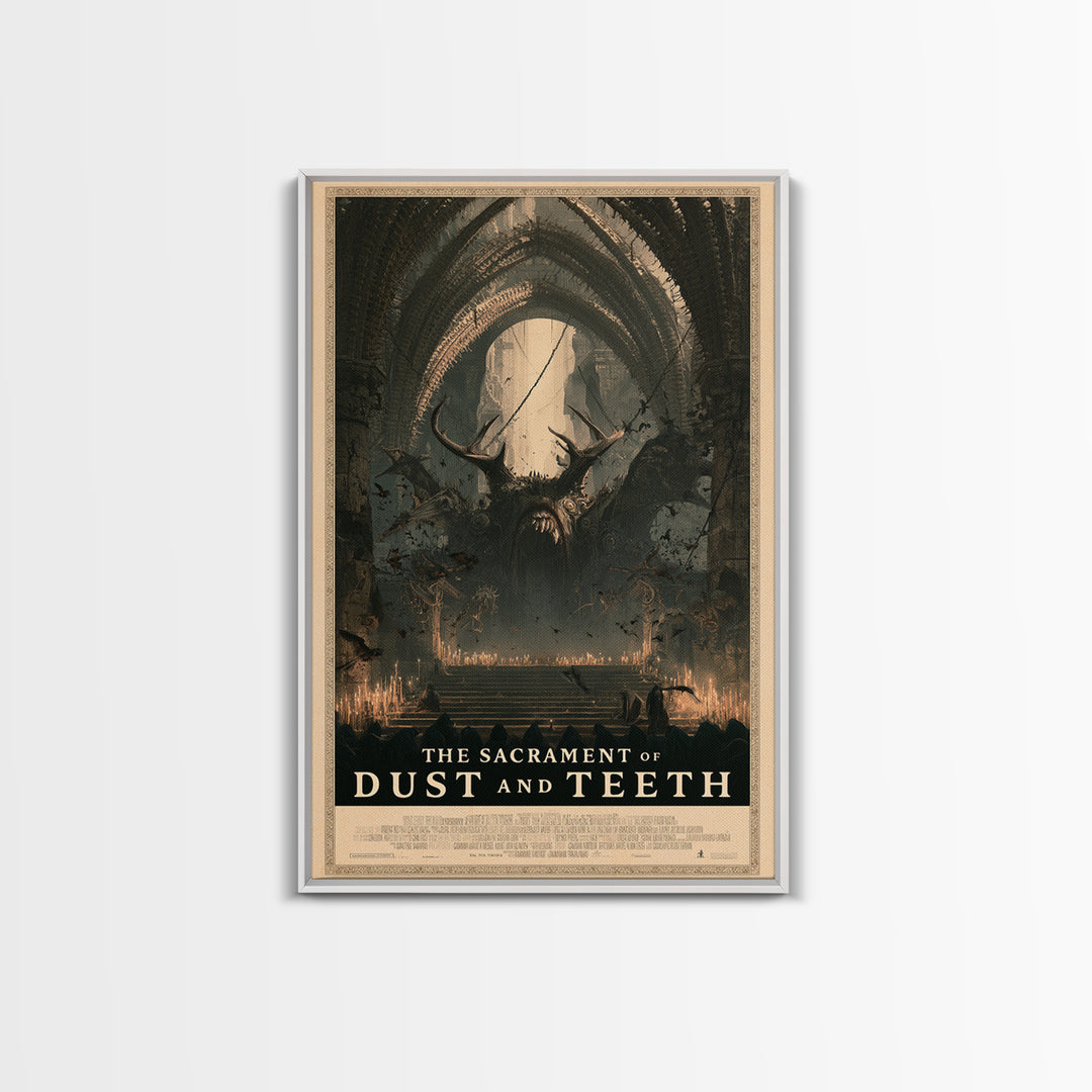 The Sacrament Of Dust And Teeth, English Language Horror Movie Poster, Architectural Etching Art, Retro Horror Movie Art