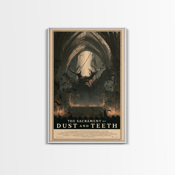 The Sacrament Of Dust And Teeth, English Language Horror Movie Poster, Architectural Etching Art, Retro Horror Movie Art