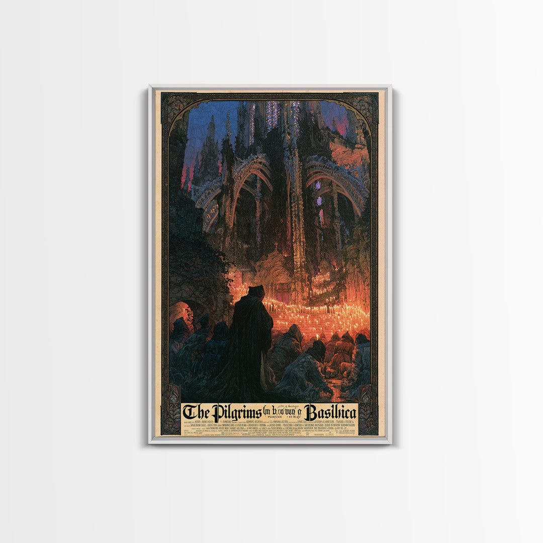 The Pilgrims Of The Drowned Basilica, English Language Horror Movie Poster, Stained Glass Gothic Art, Cult Horror Poster, Canvas Print