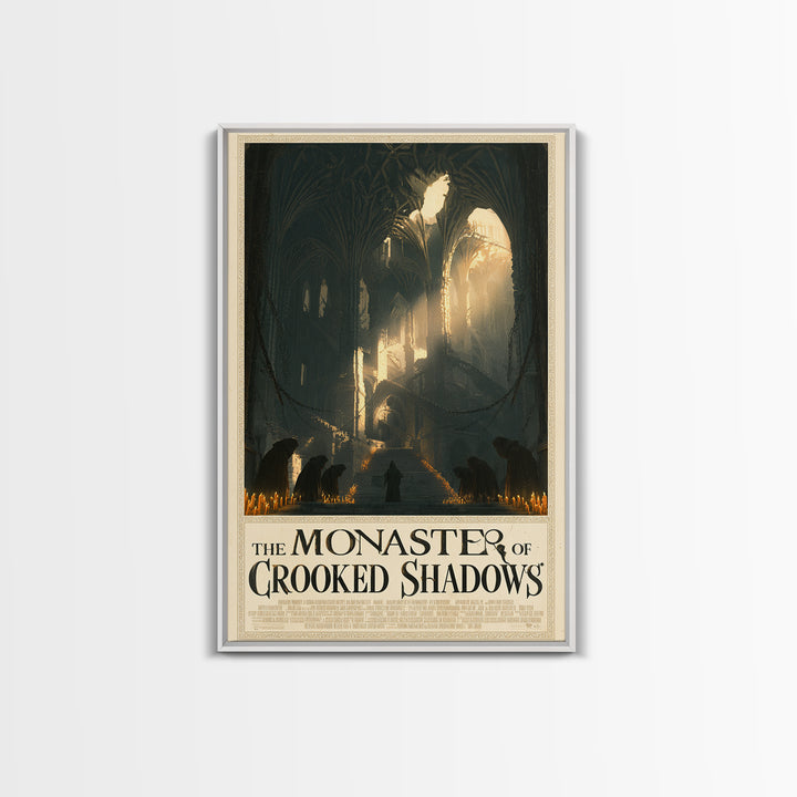 The Monastery Of Crooked Shadows, English Language Horror Movie Poster, Architectural Etching Art, Cult Horror Poster