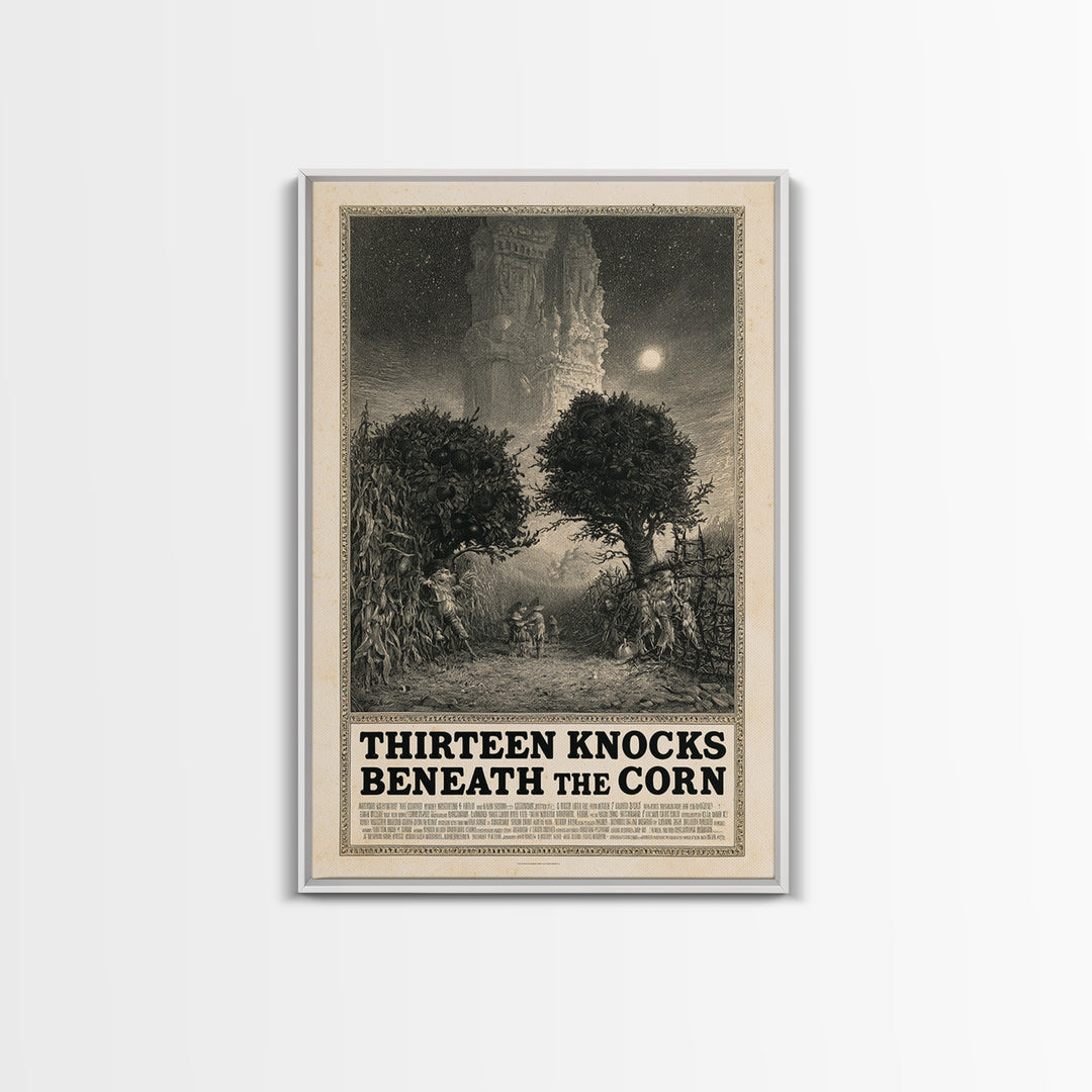 Thirteen Knocks Beneath The Corn, English Language Horror Movie Poster, Gothic Engraving Art, Cult Horror Poster, Canvas Print