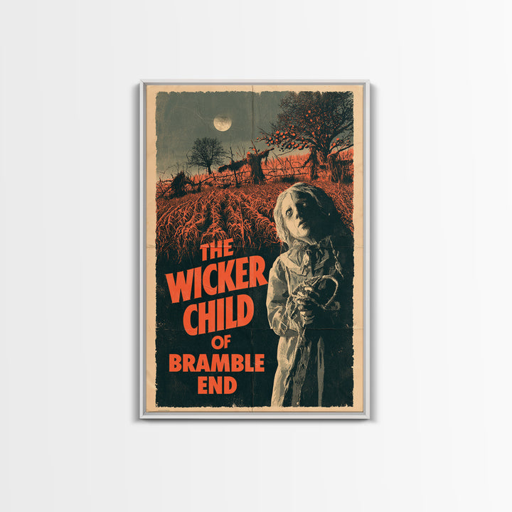 The Wicker Child Of Bramble End, English Language Horror Movie Poster, 1970s Horror Art, Gothic Cinema Wall Art, Framed Canvas Print