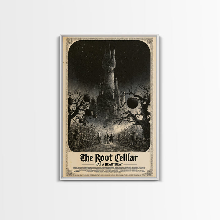 The Root Cellar Has A Heartbeat, English Language Horror Movie Poster, Gothic Engraving Art, Gothic Cinema Wall Art, Horror Wall Decor