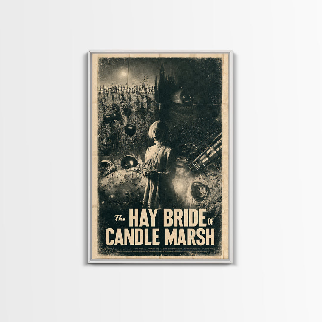 The Hay Bride Of Candle Marsh, English Language Horror Movie Poster, 1930s Horror Art, Cult Horror Poster, Framed Canvas Print